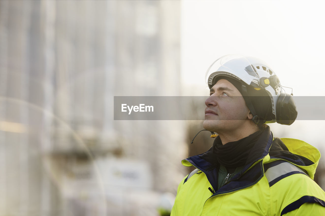 Male engineer at building site