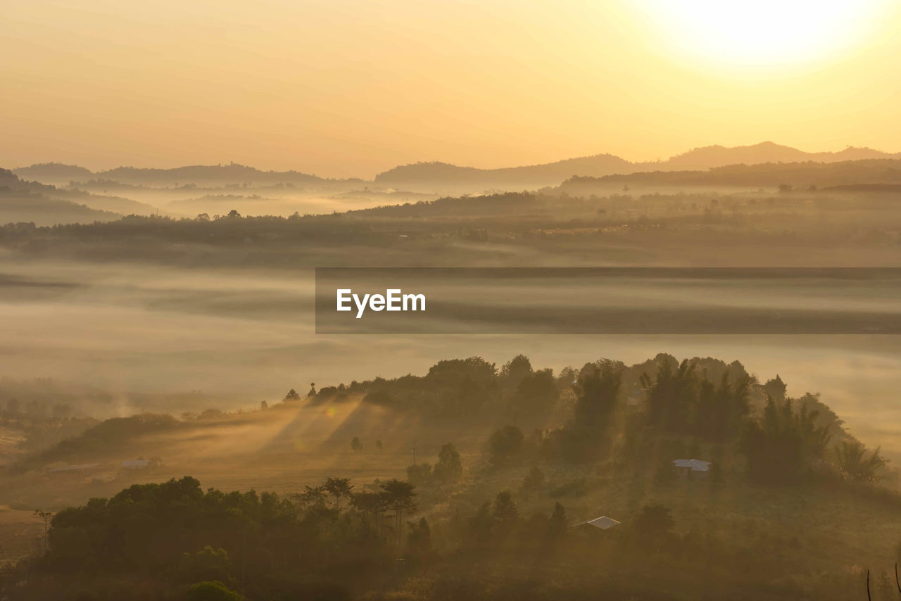 Scenic view of landscape against sky during sunset