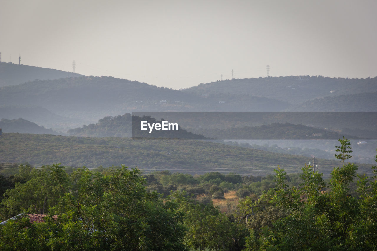 Scenic view of mountains against clear sky