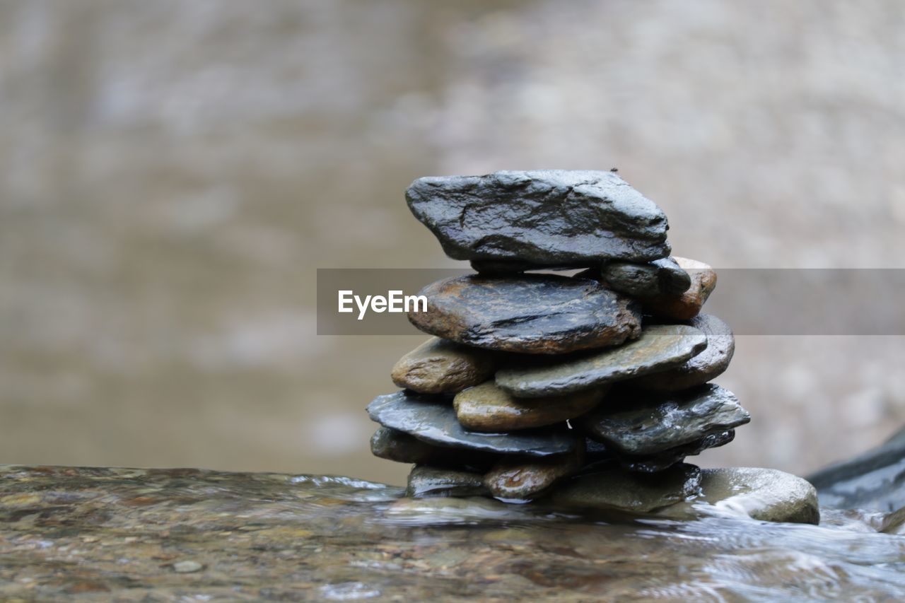 rock, balance, close-up, zen-like, nature, no people, stone, water, wood, macro photography, focus on foreground, day, outdoors, stability, tranquility, land, pebble