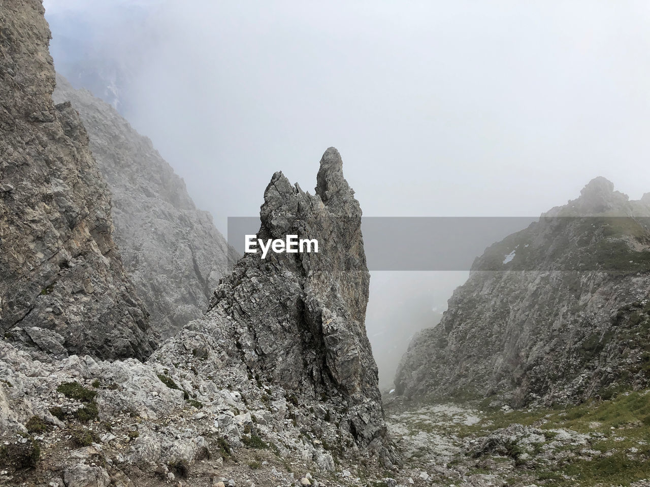 Rock formations during foggy weather