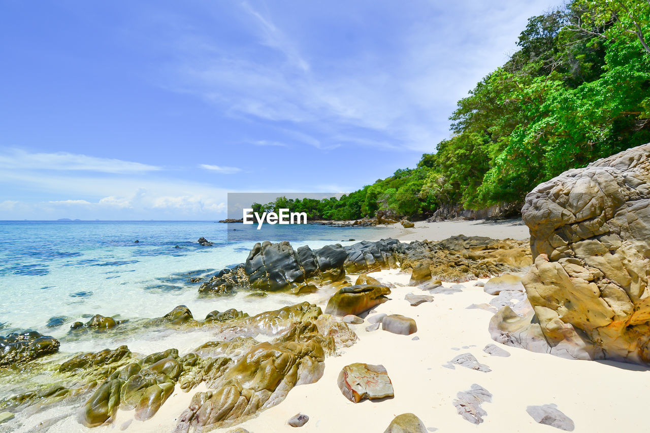 Scenic view of beach against sky