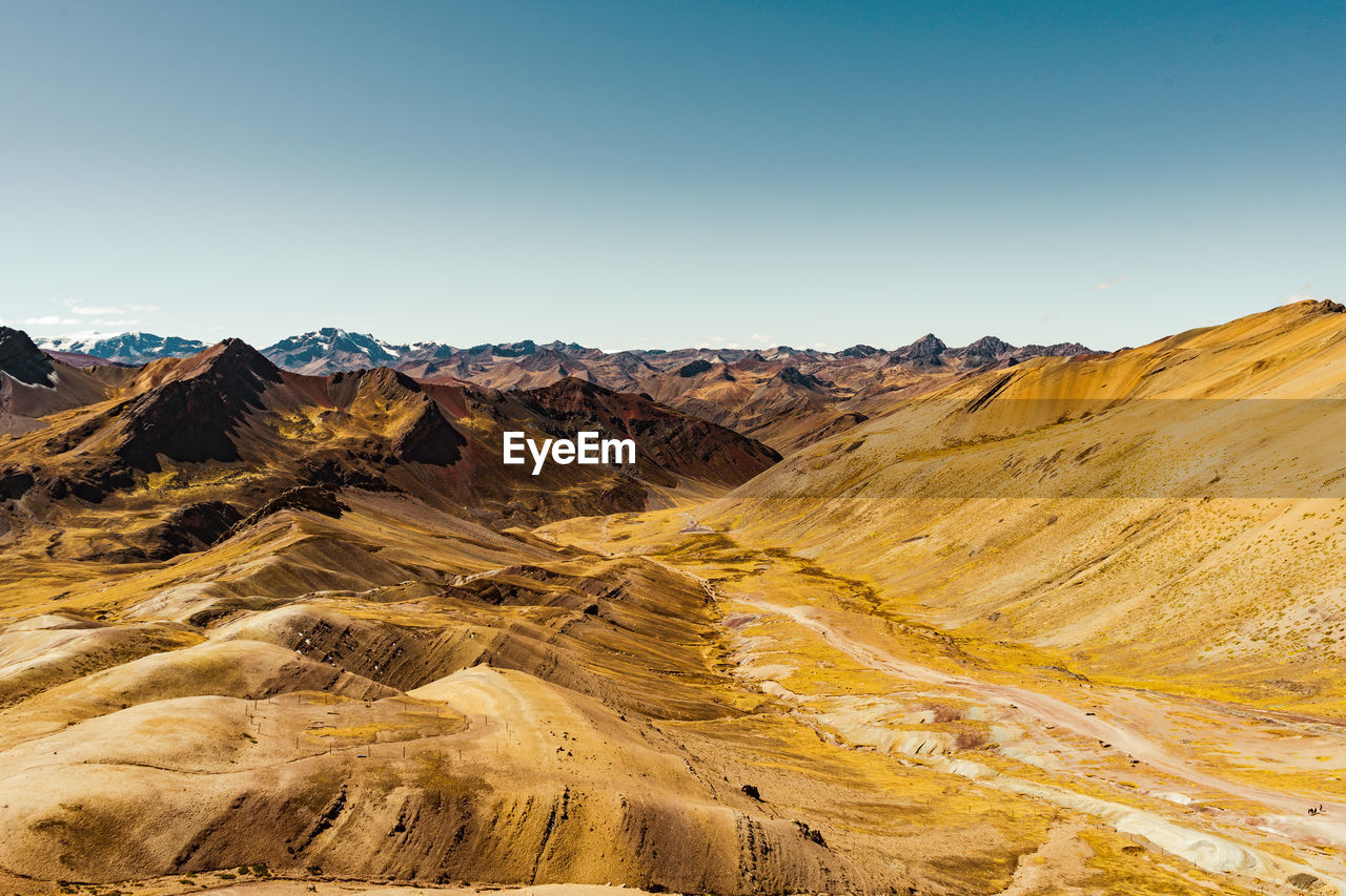 Scenic view of mountains against clear sky