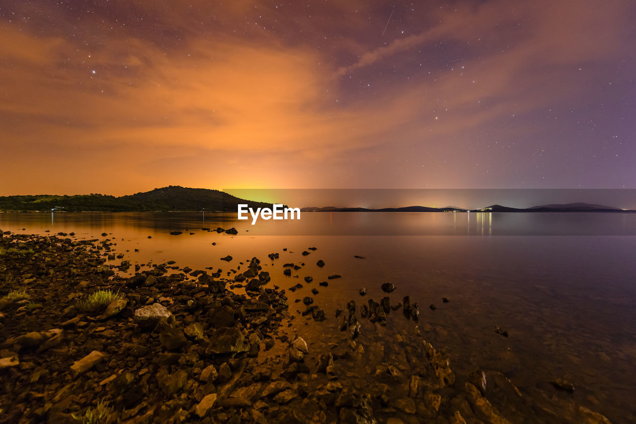 Scenic view of sea against sky at sunset