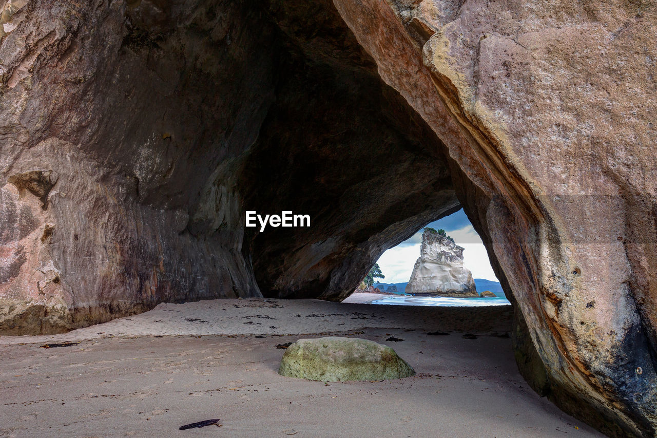 View of cave at beach