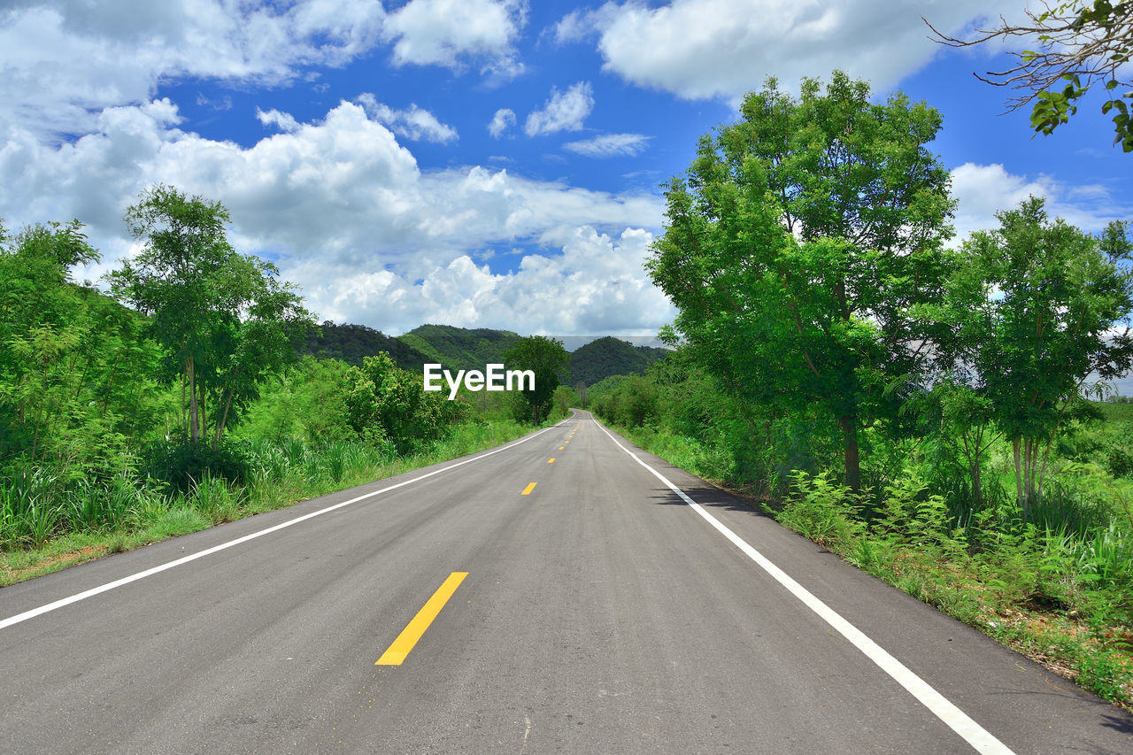 Road amidst trees against sky