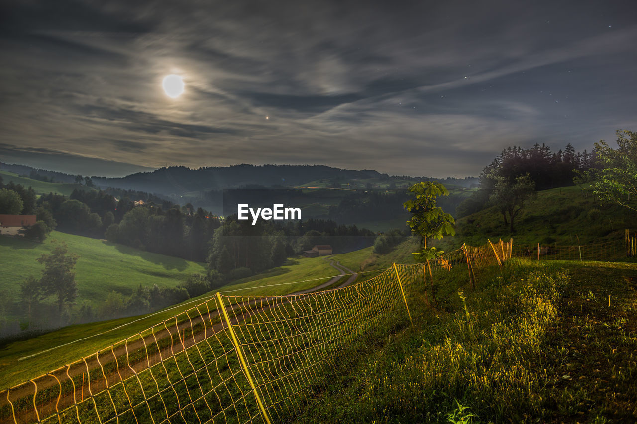 SCENIC VIEW OF FIELD AGAINST SKY DURING SUNSET