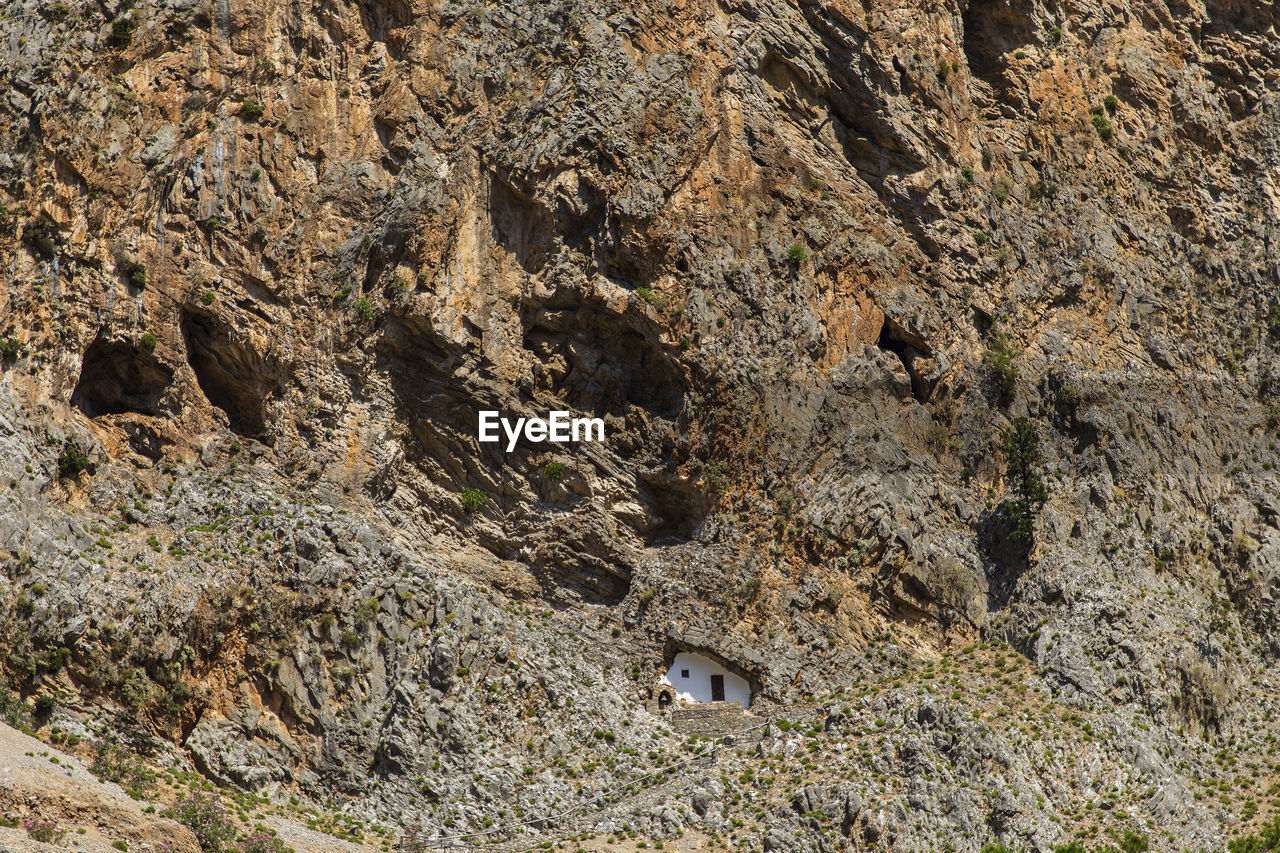 High angle view of rocks in water