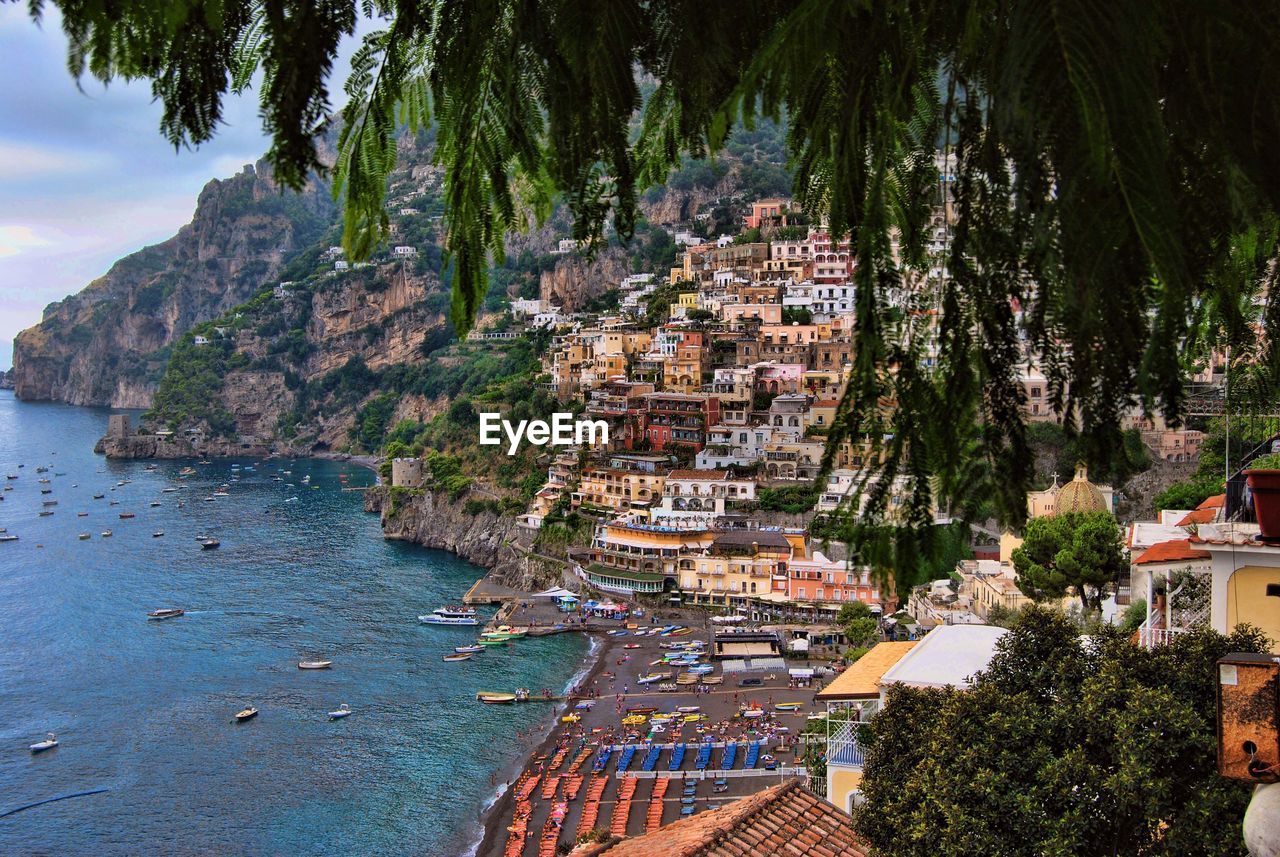 Buildings by sea at amalfi