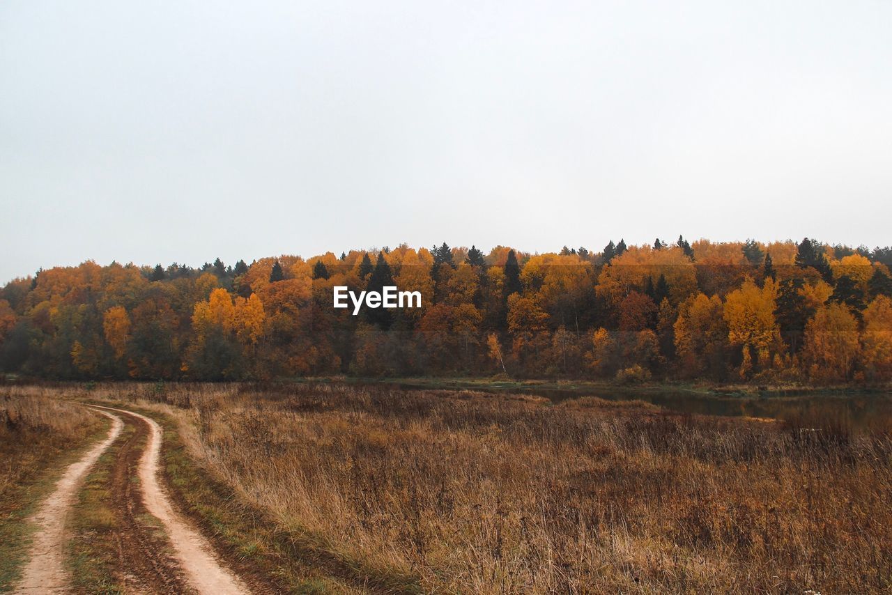 Scenic view of landscape against sky during autumn