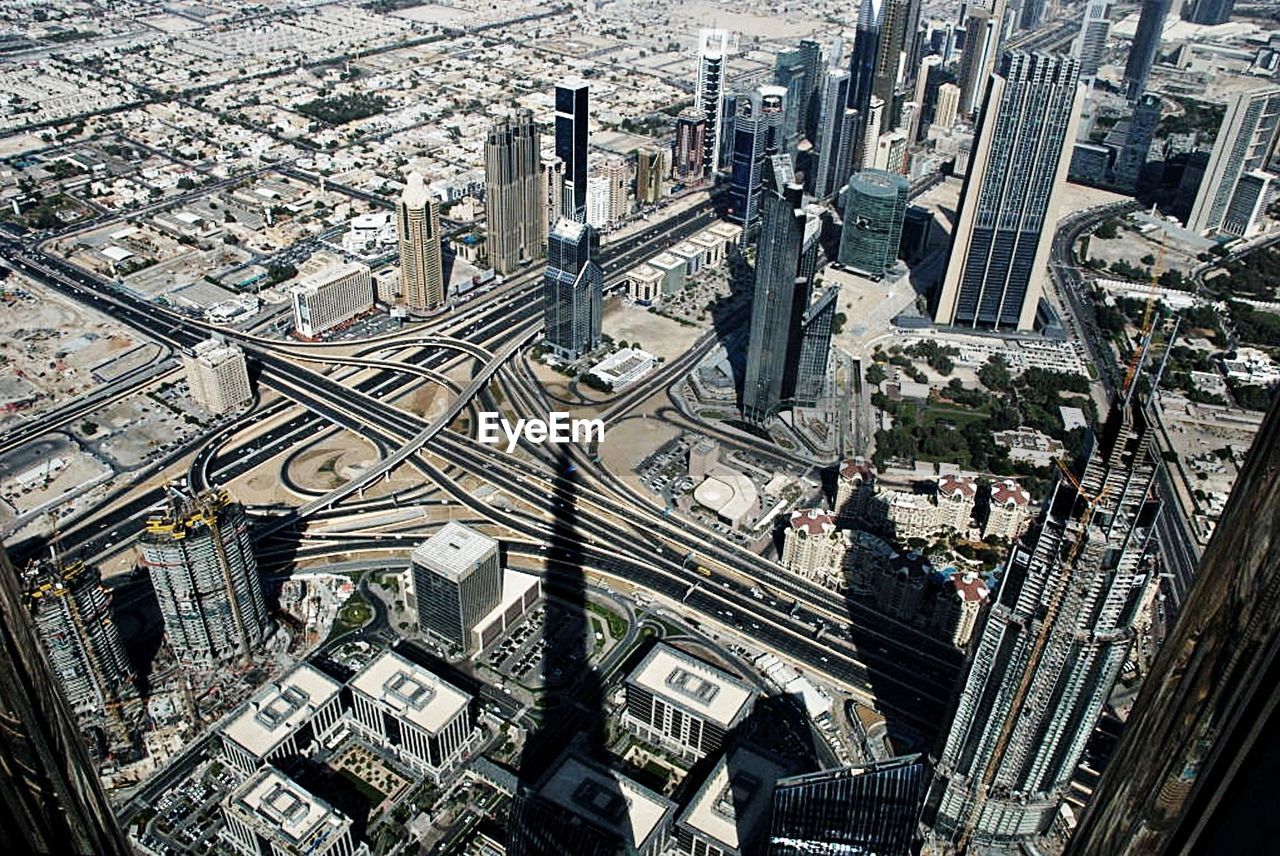 HIGH ANGLE VIEW OF SKYSCRAPERS