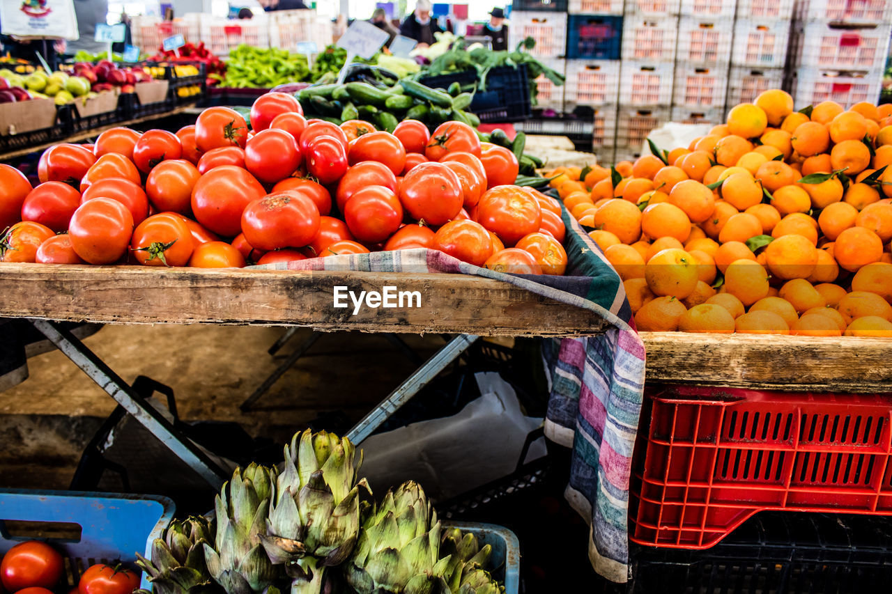 high angle view of vegetables for sale