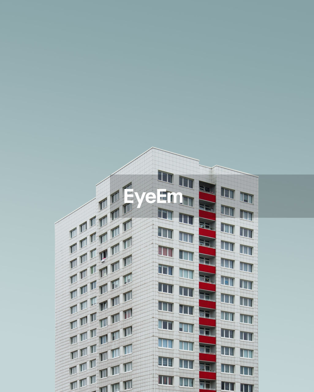 Low angle view of modern building against clear sky