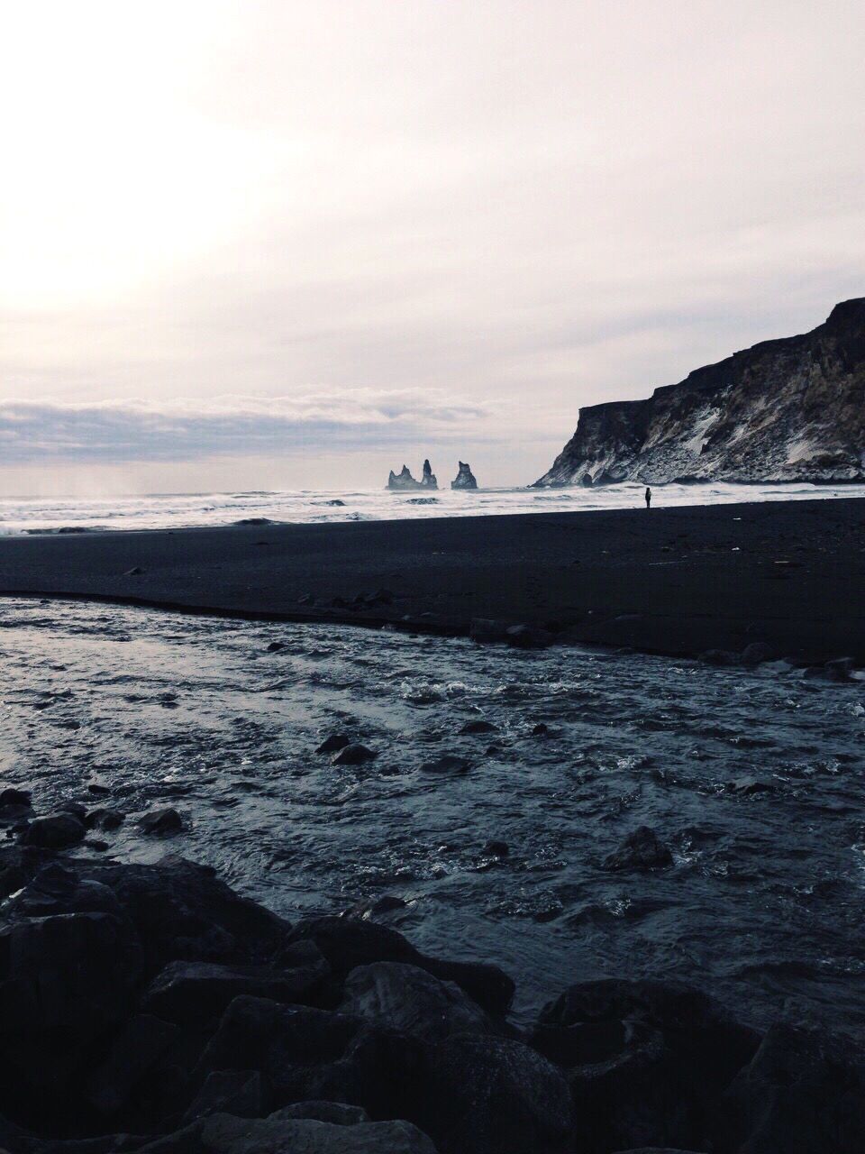 SCENIC VIEW OF SEA WITH MOUNTAIN IN BACKGROUND