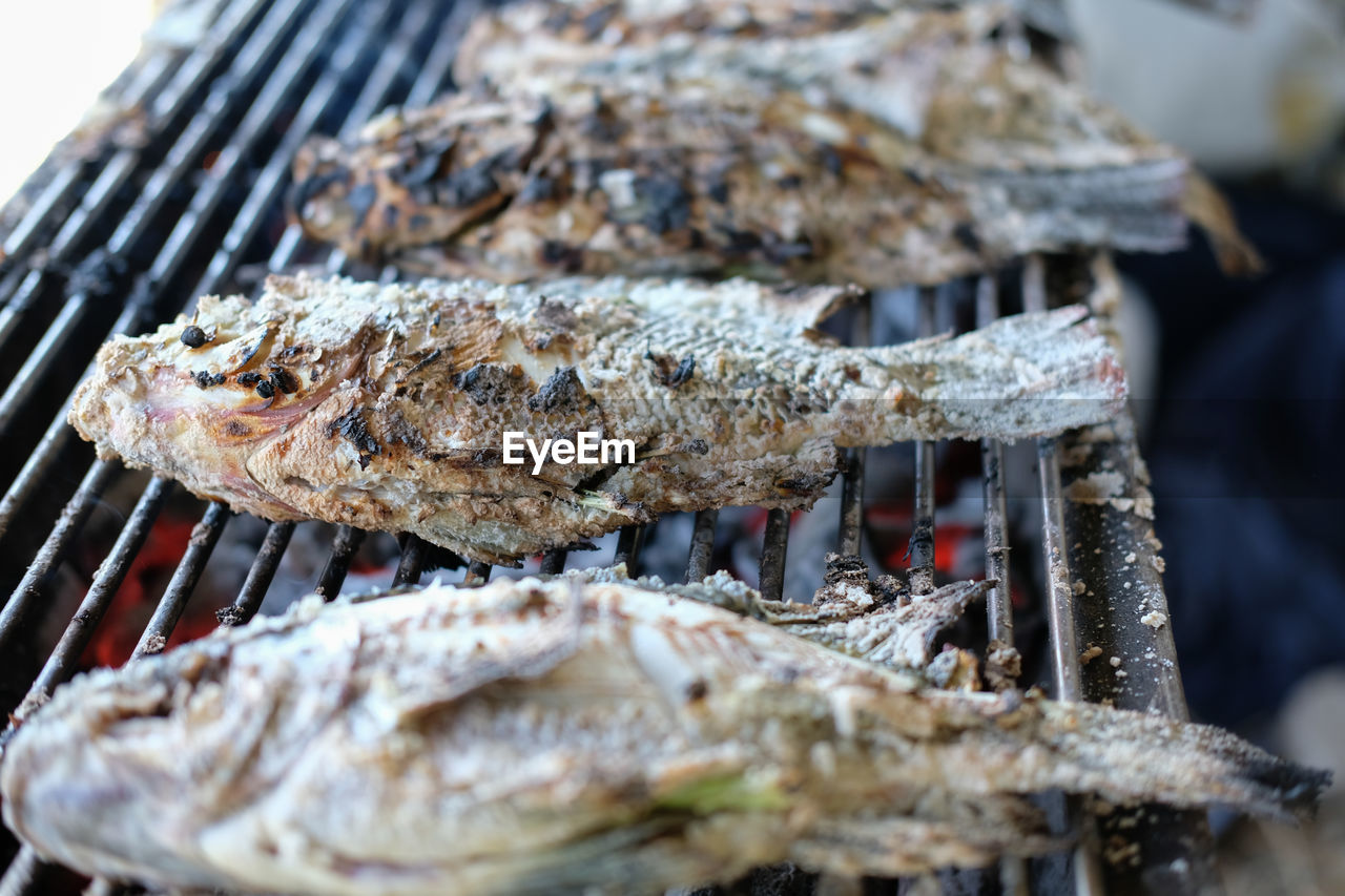 CLOSE-UP OF BARBECUE GRILL