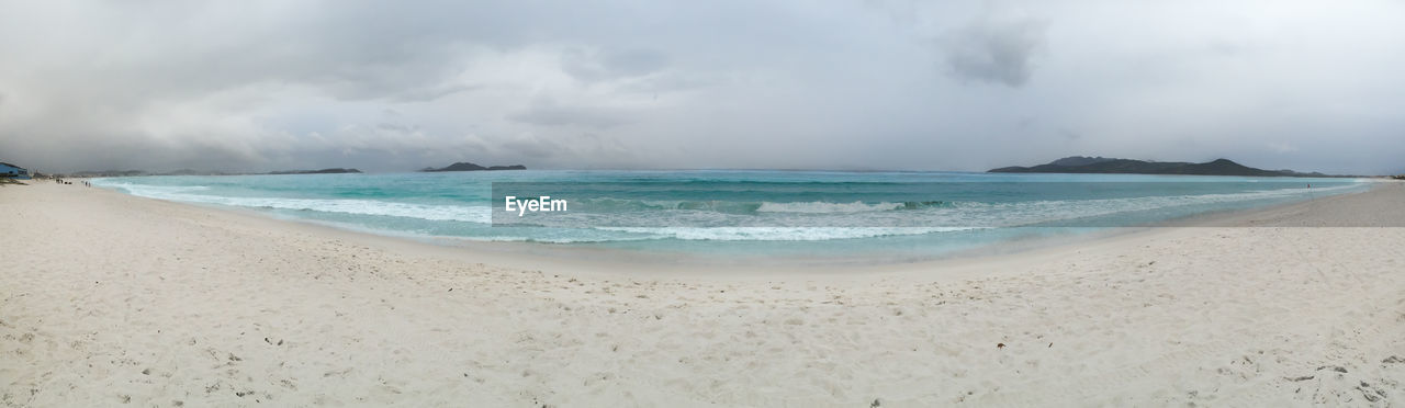 VIEW OF BEACH AGAINST CLOUDY SKY