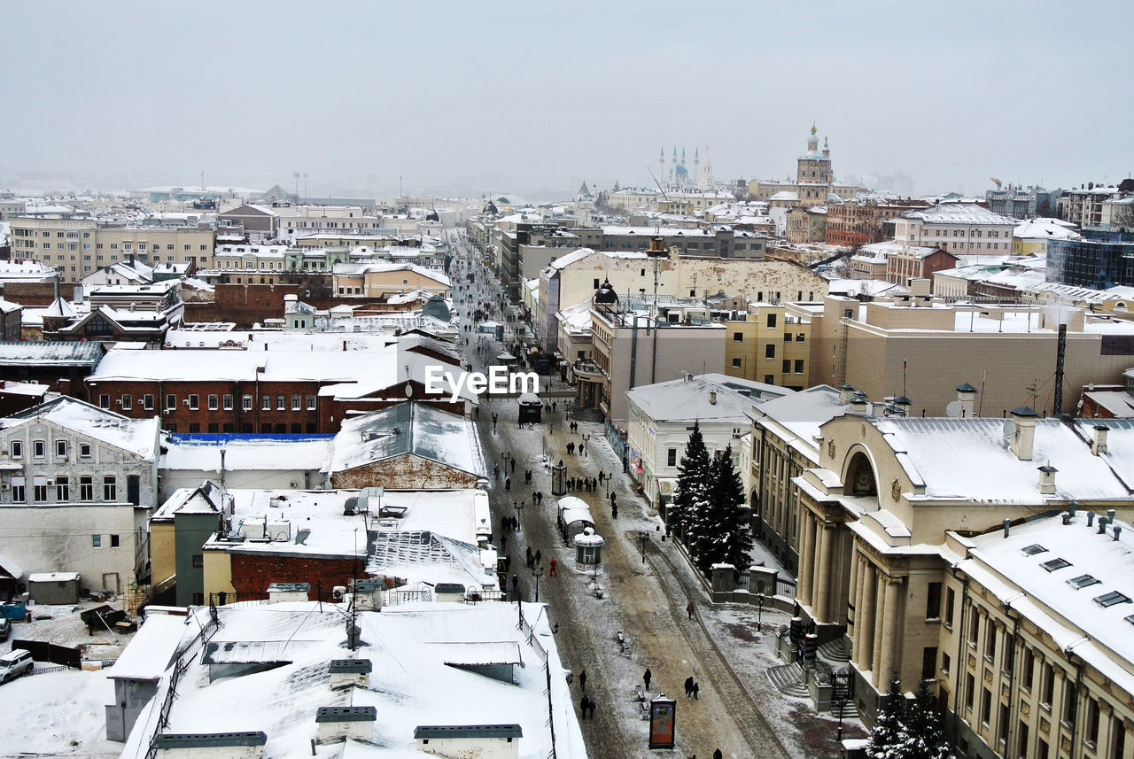 High angle view of cityscape against sky