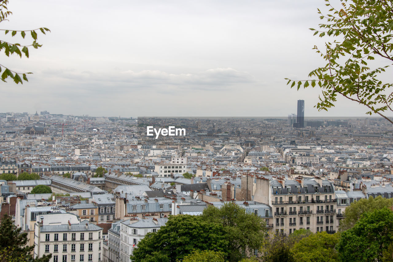 High angle view of buildings in city