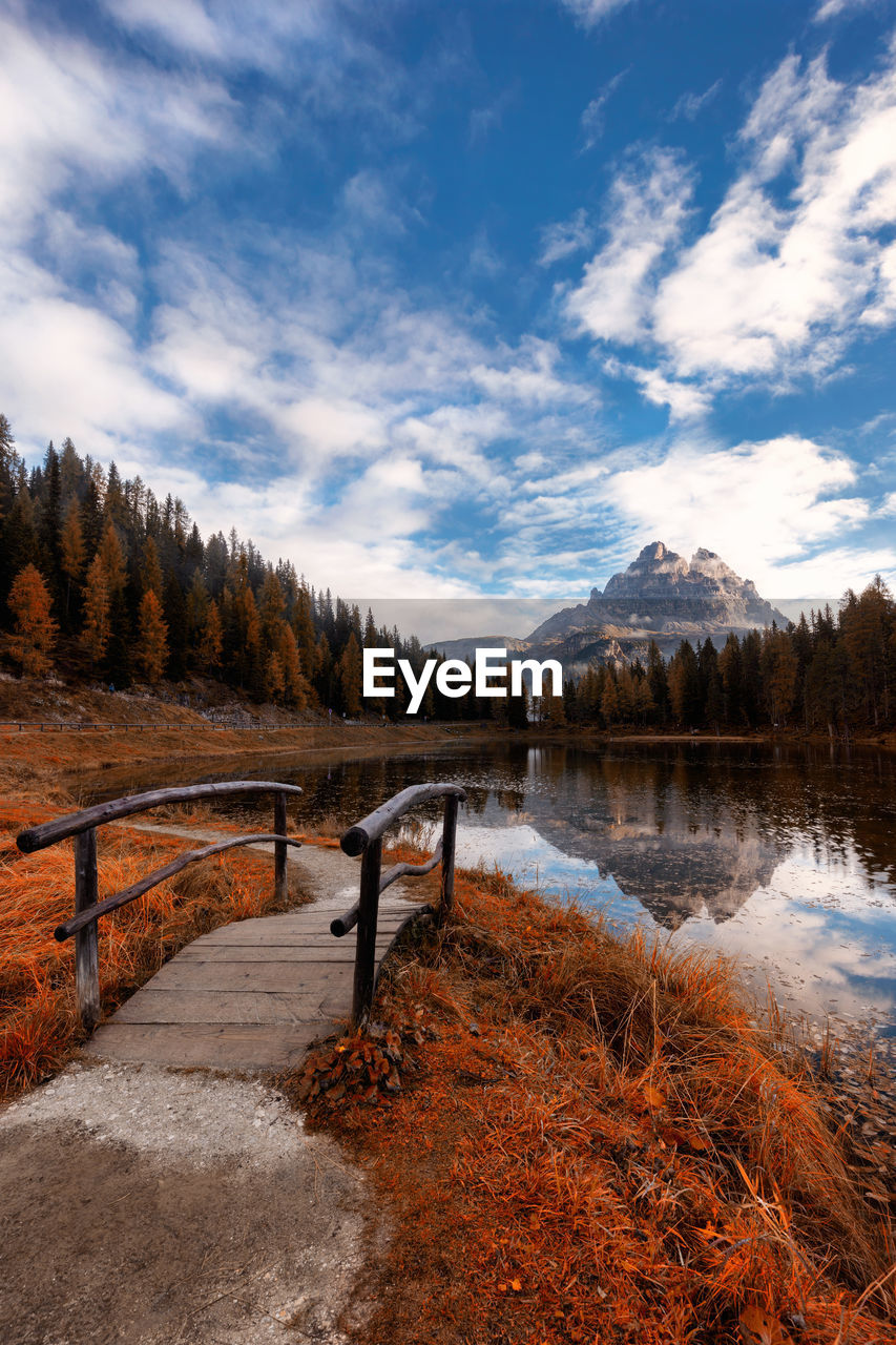 SCENIC VIEW OF LAKE BY MOUNTAINS AGAINST SKY