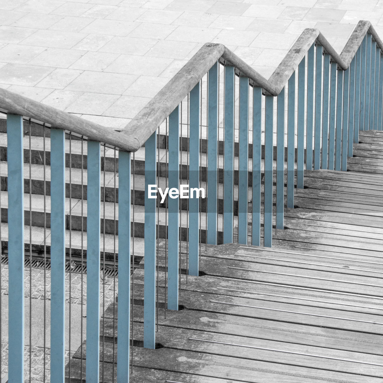 High angle view of footbridge