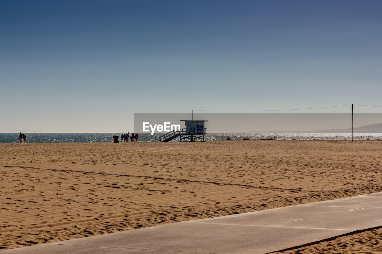 Scenic view of beach against clear sky