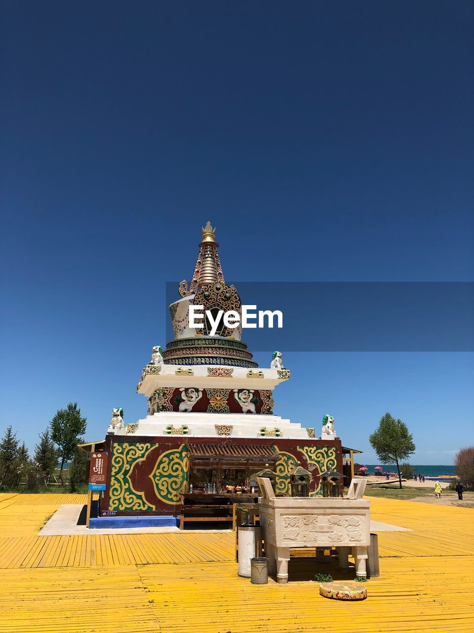 TEMPLE AGAINST BLUE SKY