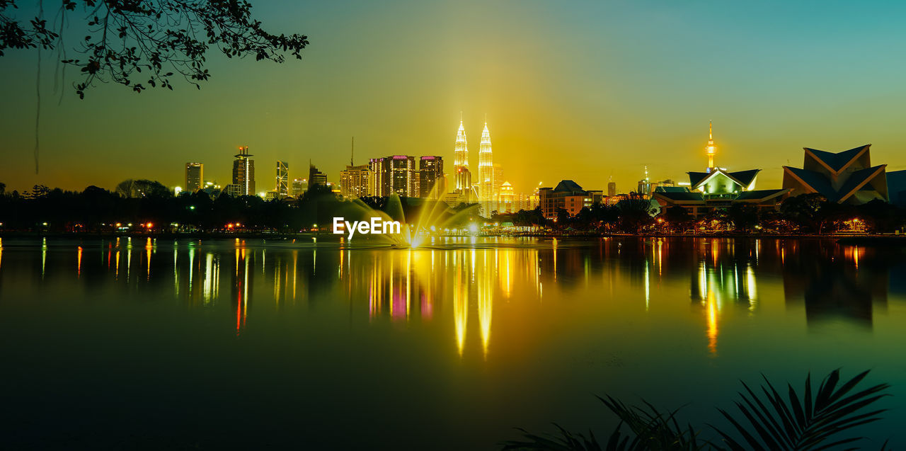 Illuminated city at night