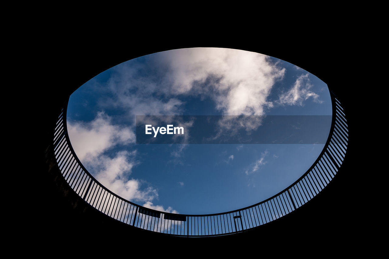 Low angle view of skylight in building