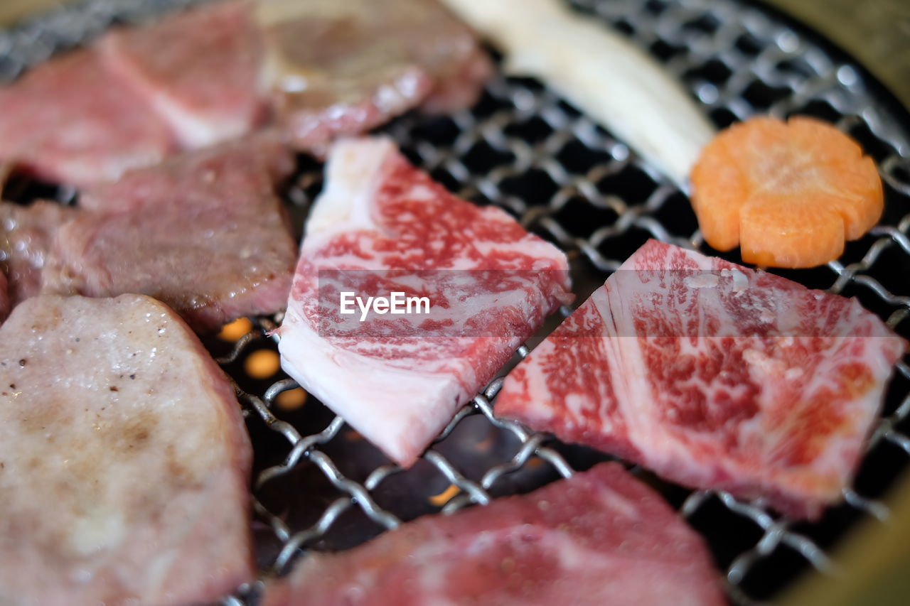 CLOSE-UP OF MEAT AND BREAD