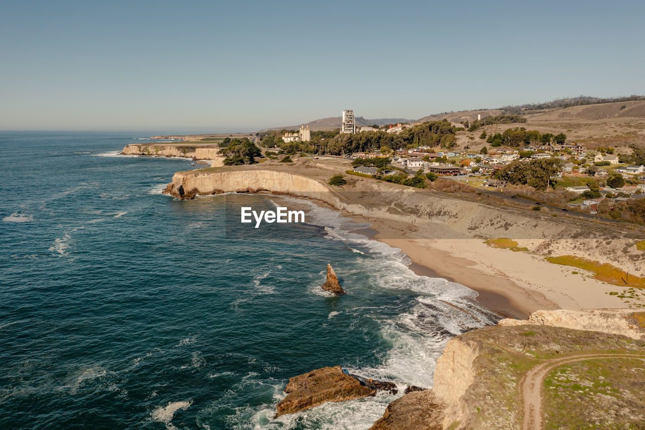 Davenport, california, a small coastal town in northern california, aerial photo.