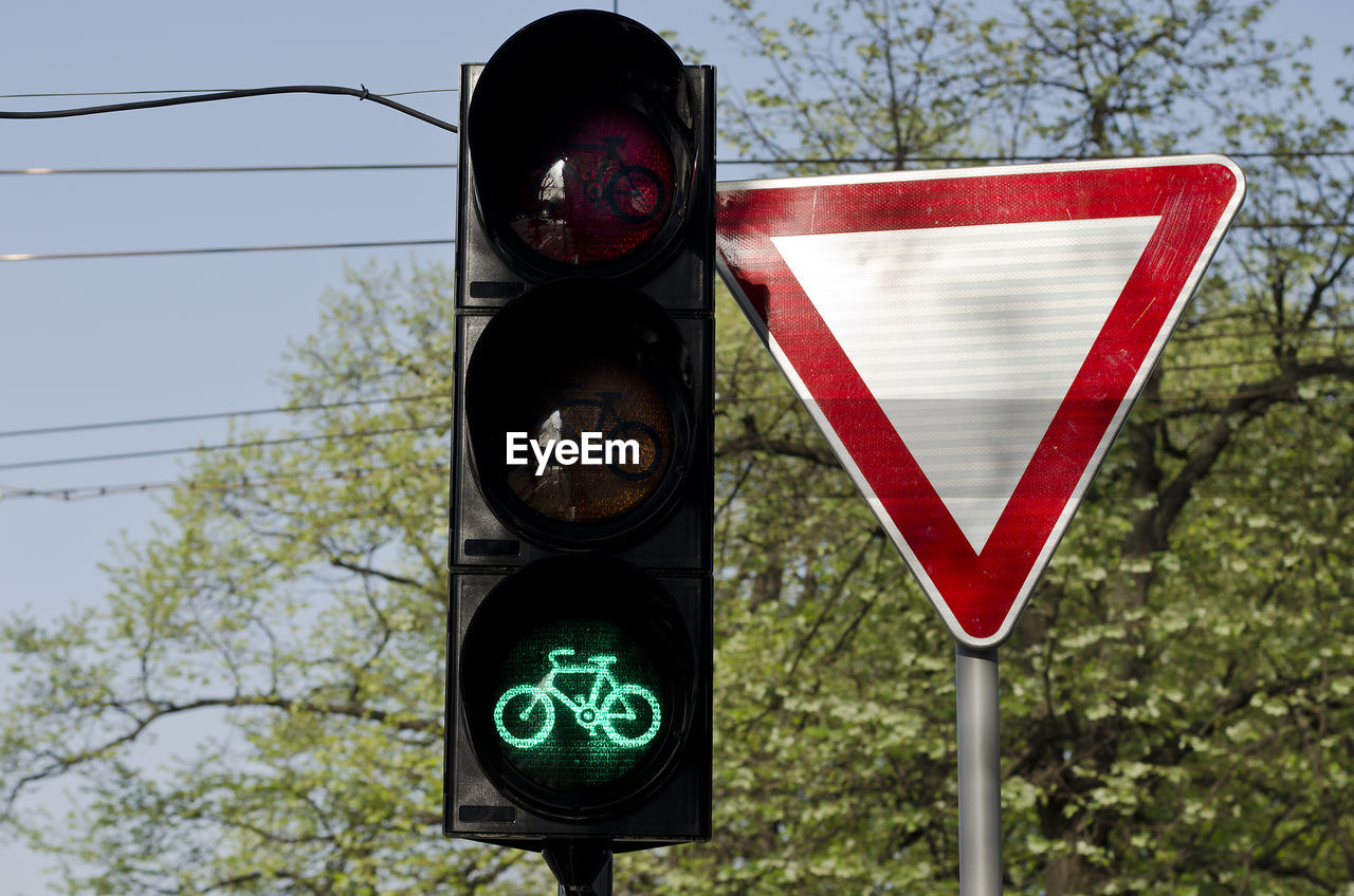 Low angle view of road signal