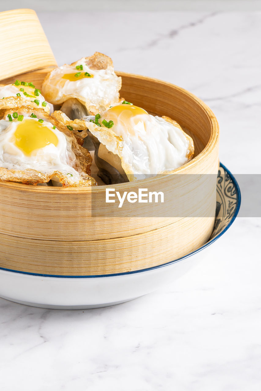 Close-up of food in plate on table