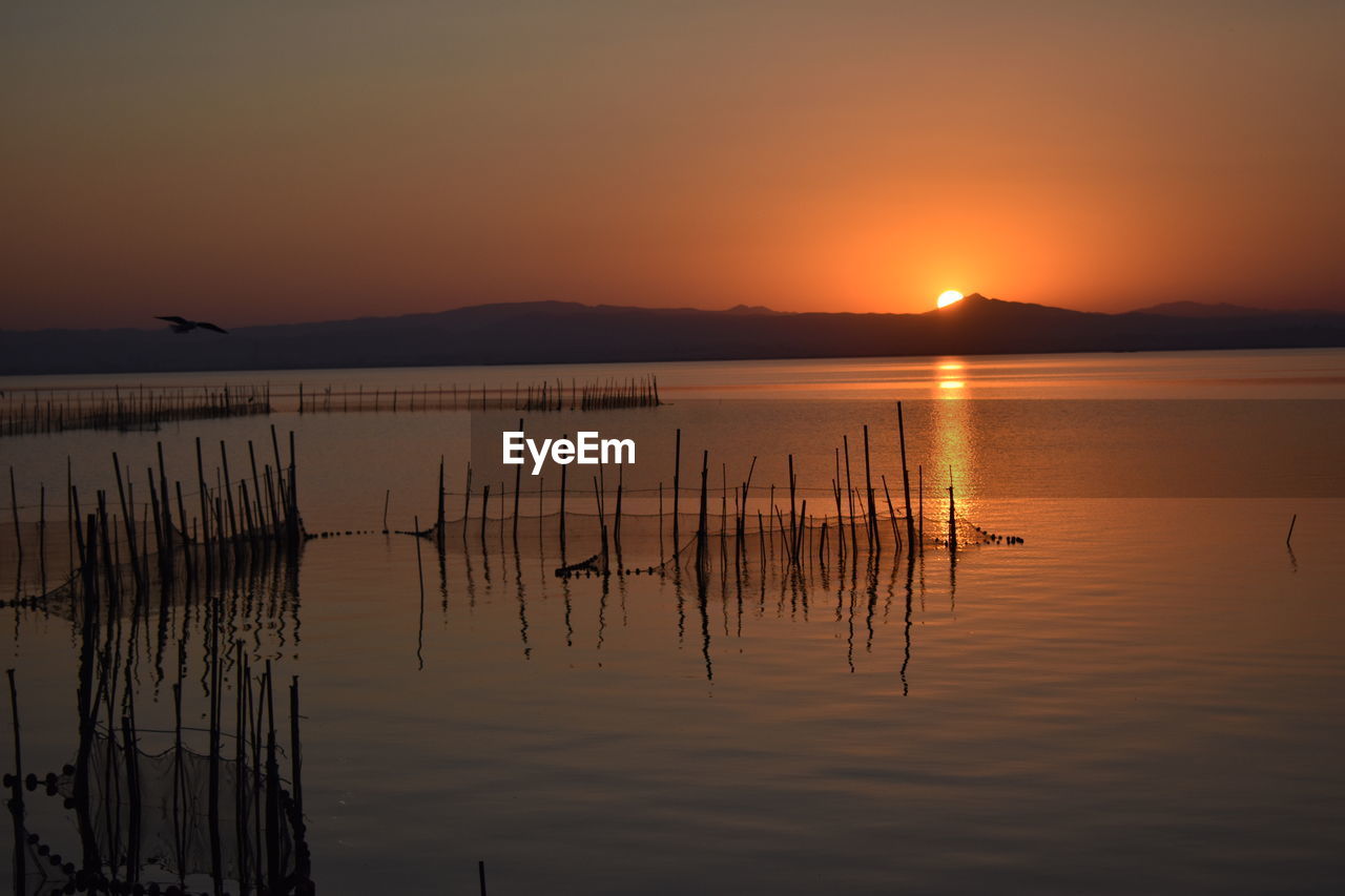 SCENIC VIEW OF LAKE DURING SUNSET