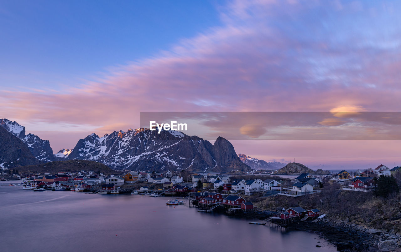 Beautiful sunset of reine, lofoten