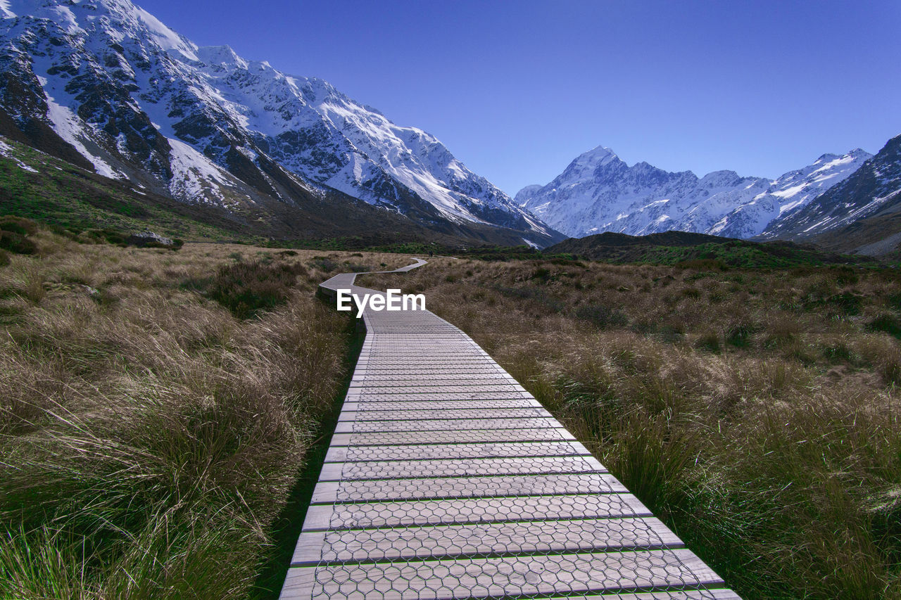 Scenic view of mountains against clear sky