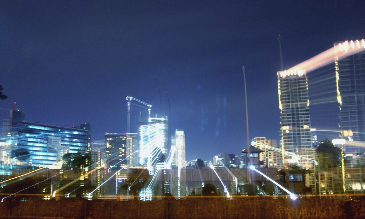 Illuminated urban skyline