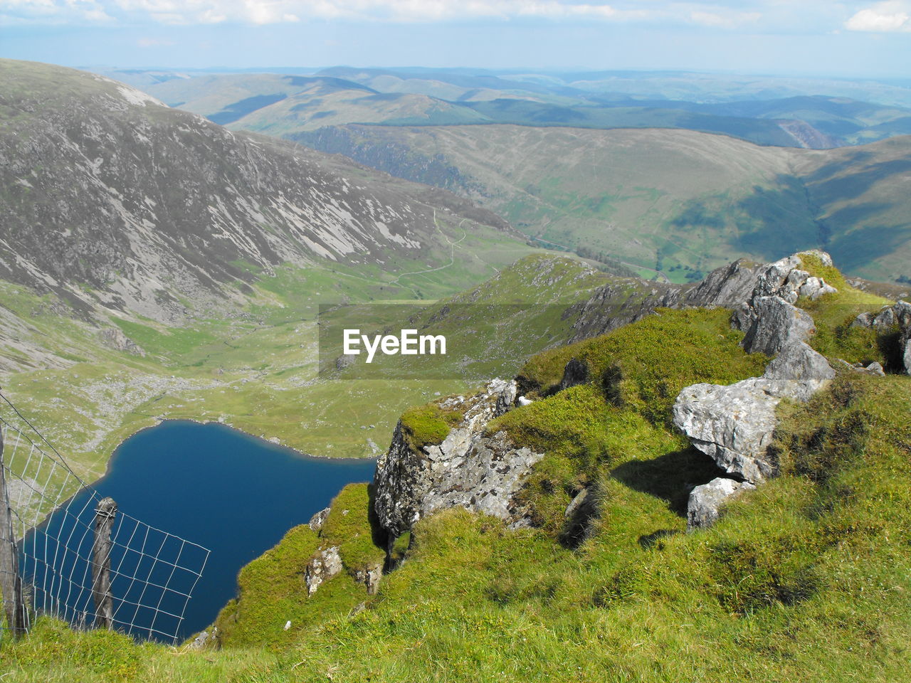 High angle view of mountains against sky