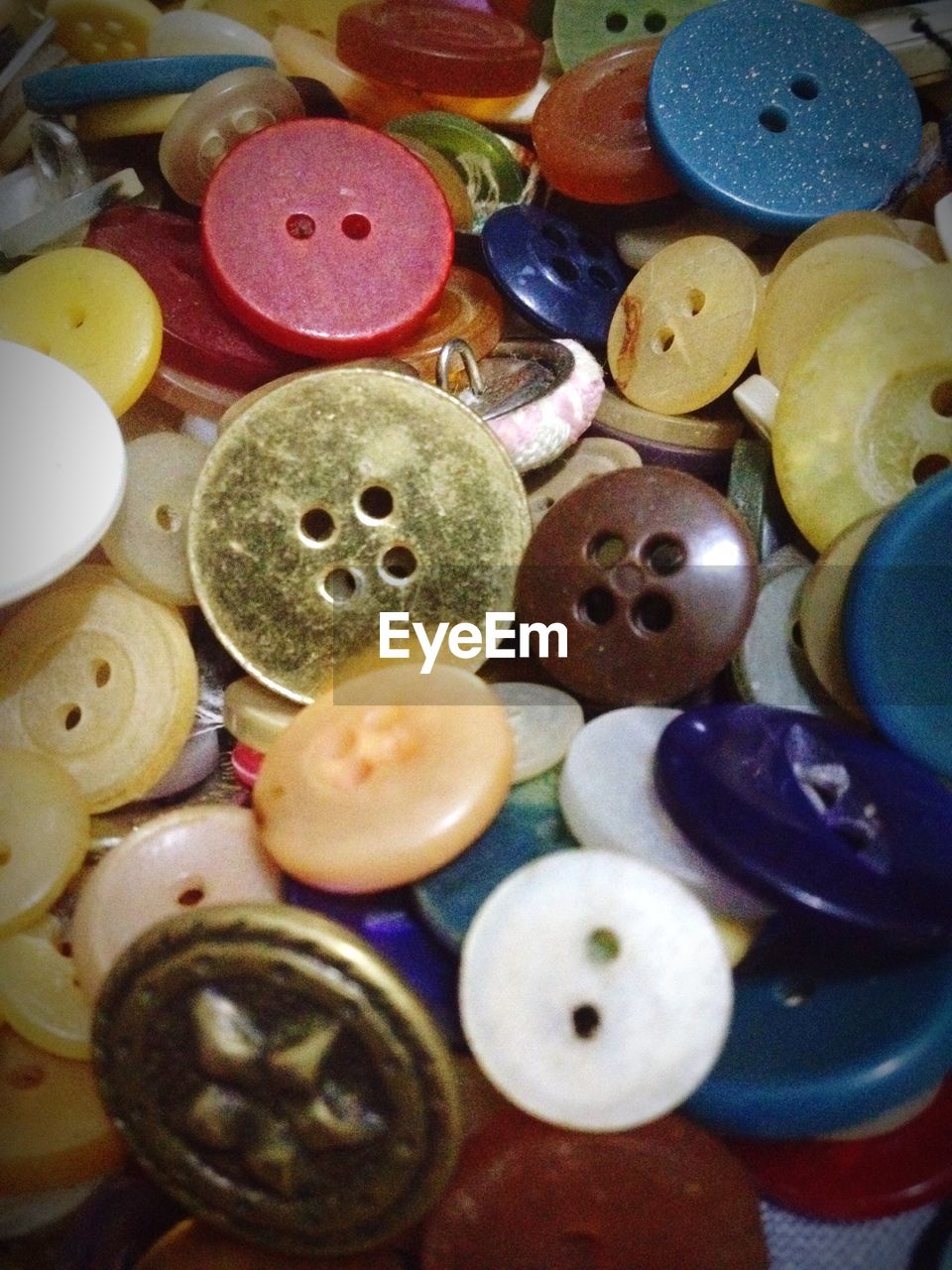 Full frame of various buttons