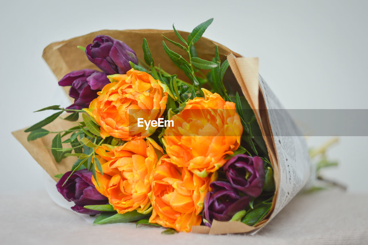 Close-up of multi colored tulip bouquet