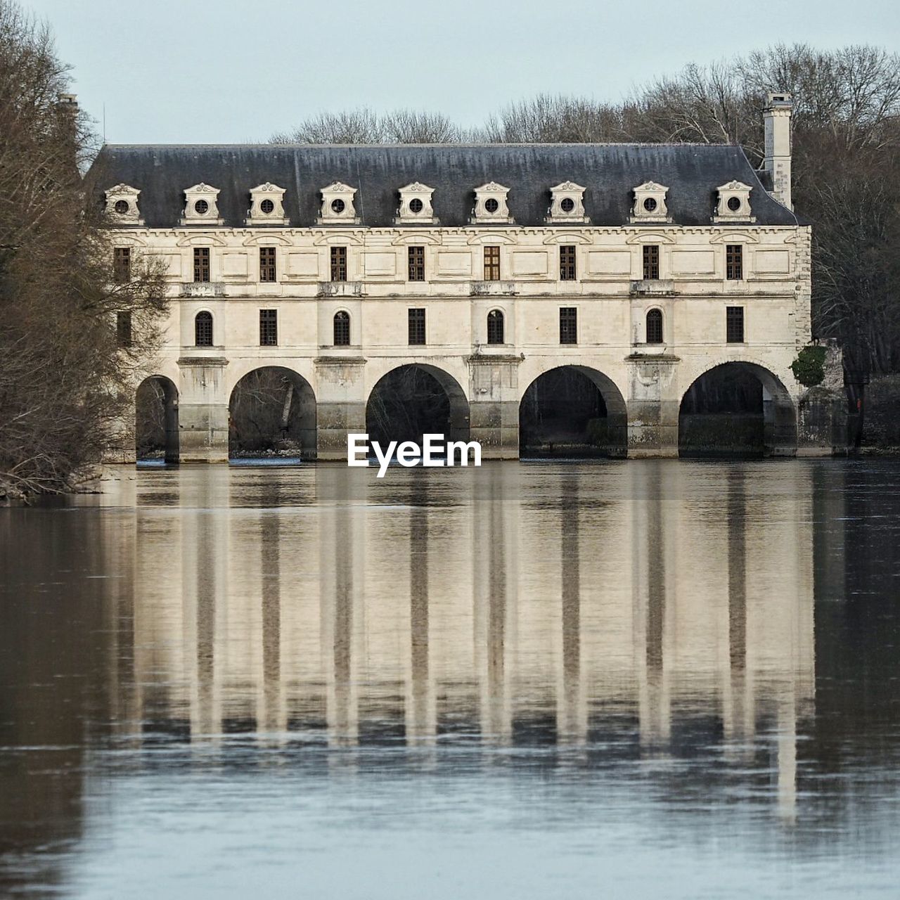 Reflection of building in water