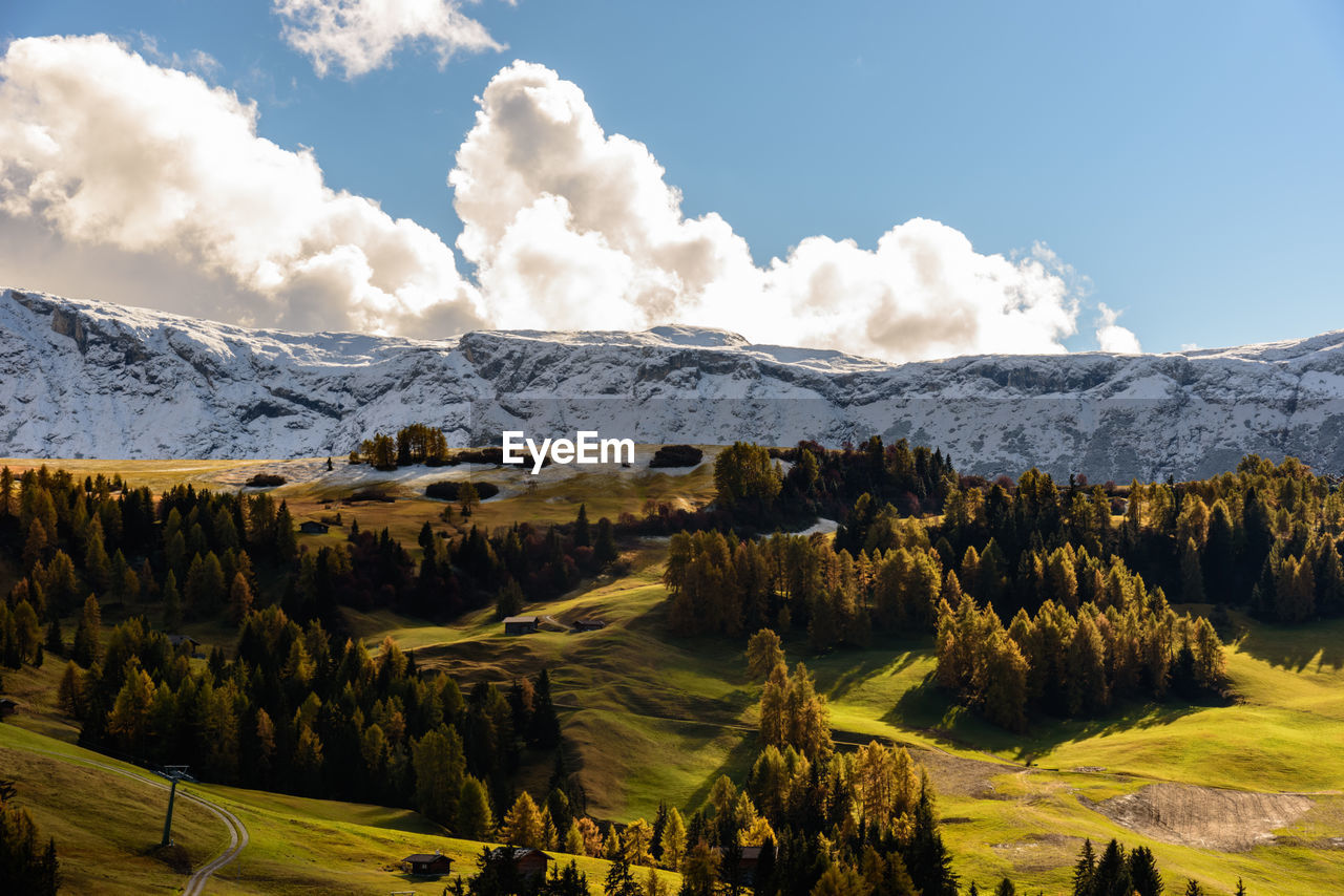 Scenic view of dolomites against sky