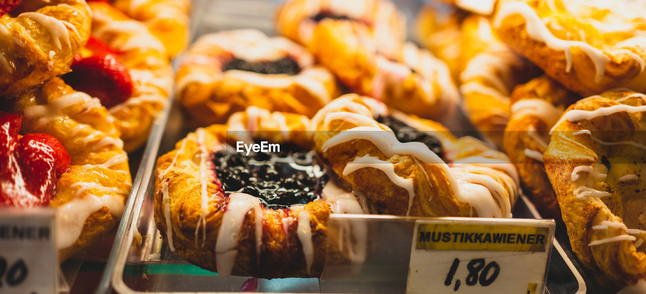 Close-up of pastries for sale