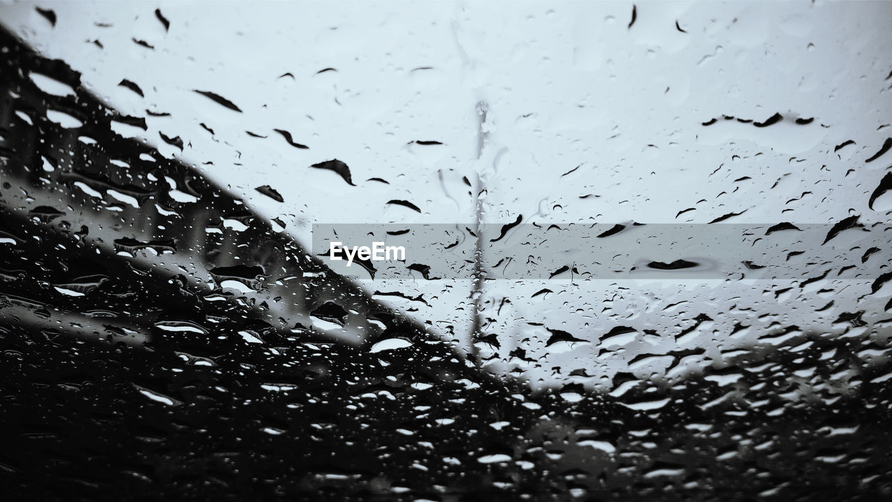 Full frame shot of water drops on car windshield