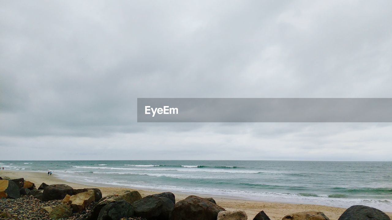 Scenic view of sea against cloudy sky