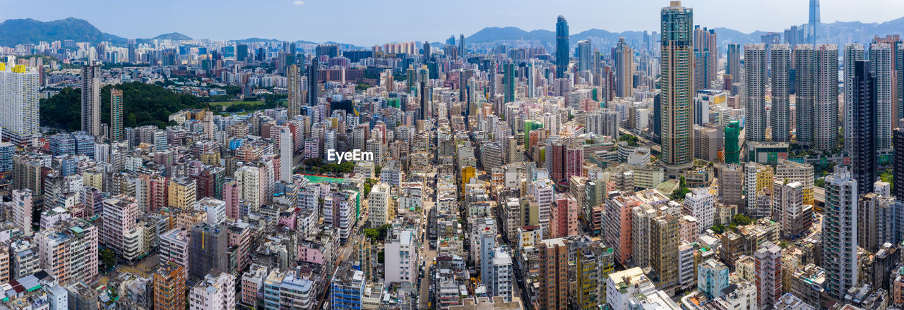 Aerial view of modern buildings in city