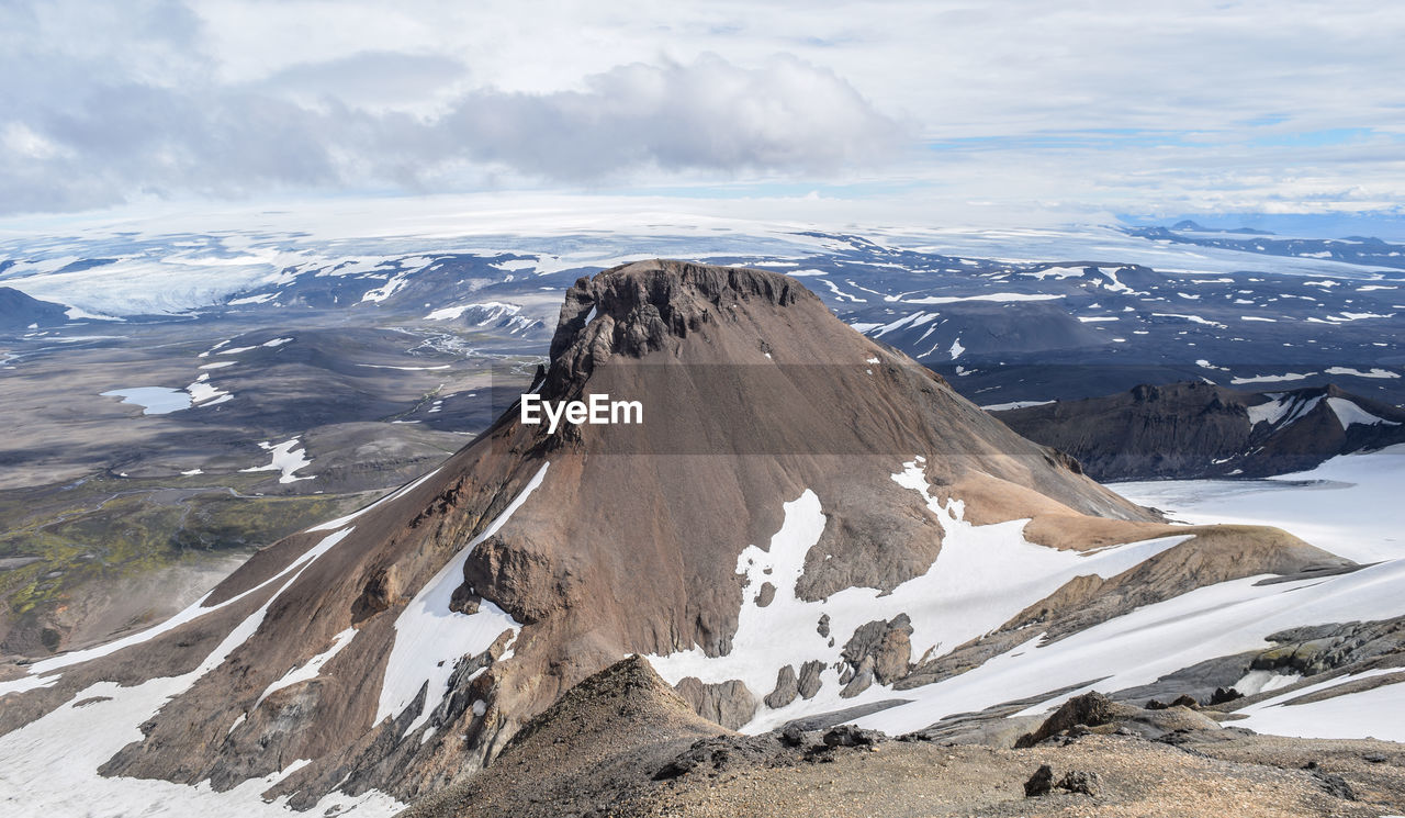 Panoramic view of snowcapped mountains against sky