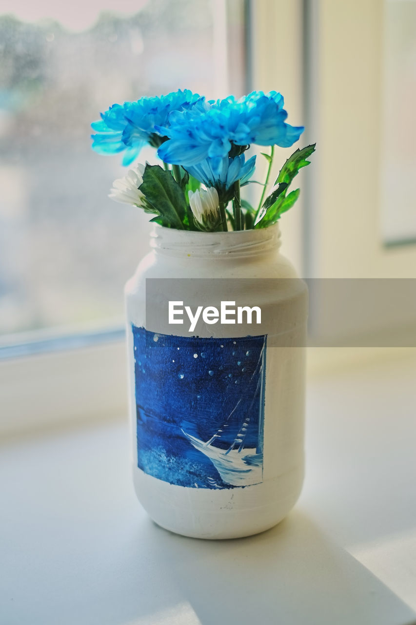 CLOSE-UP OF PURPLE FLOWER IN VASE