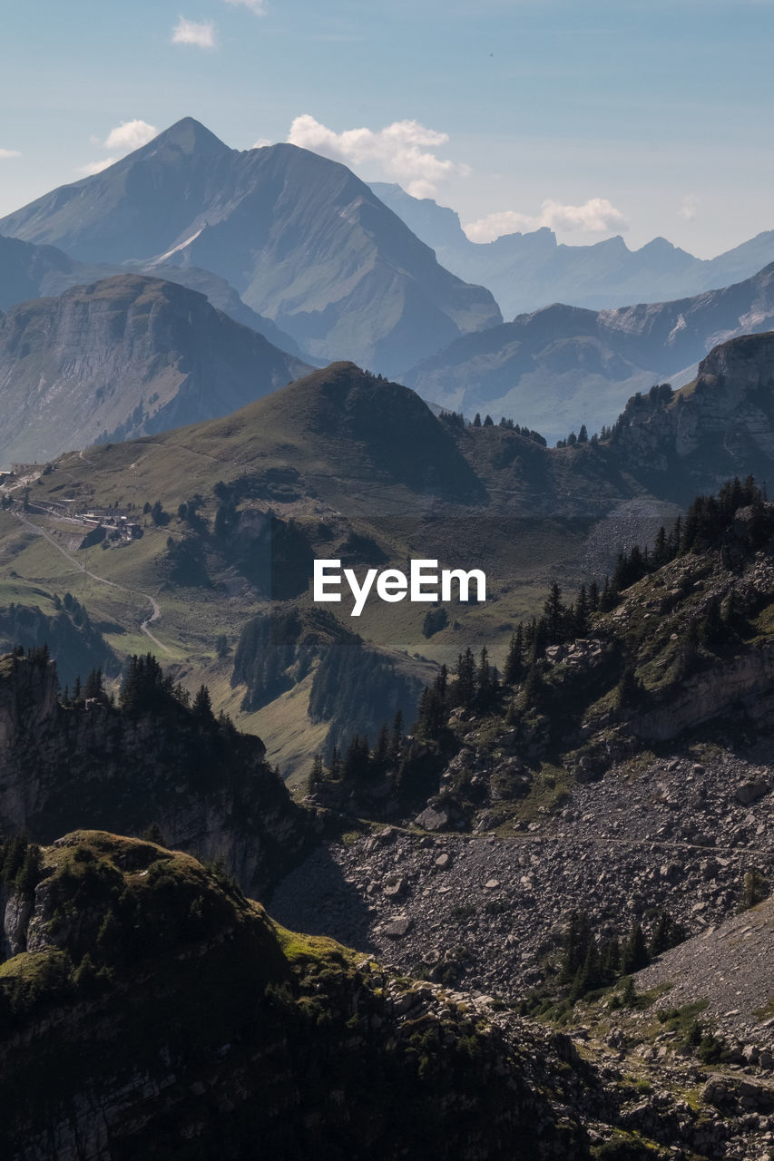 Scenic view of mountains against sky