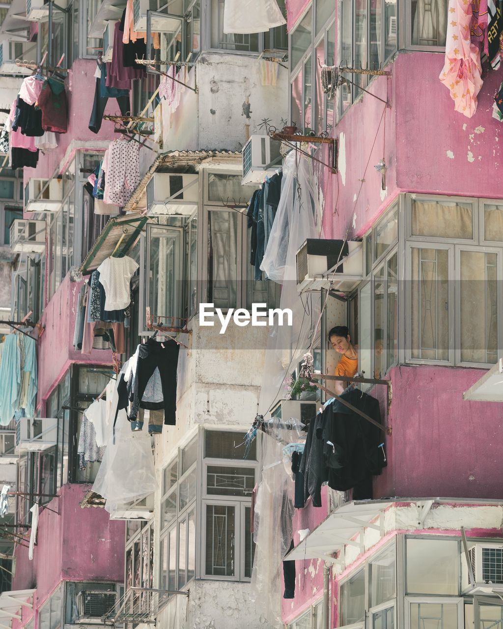 CLOTHES DRYING ON BUILDING