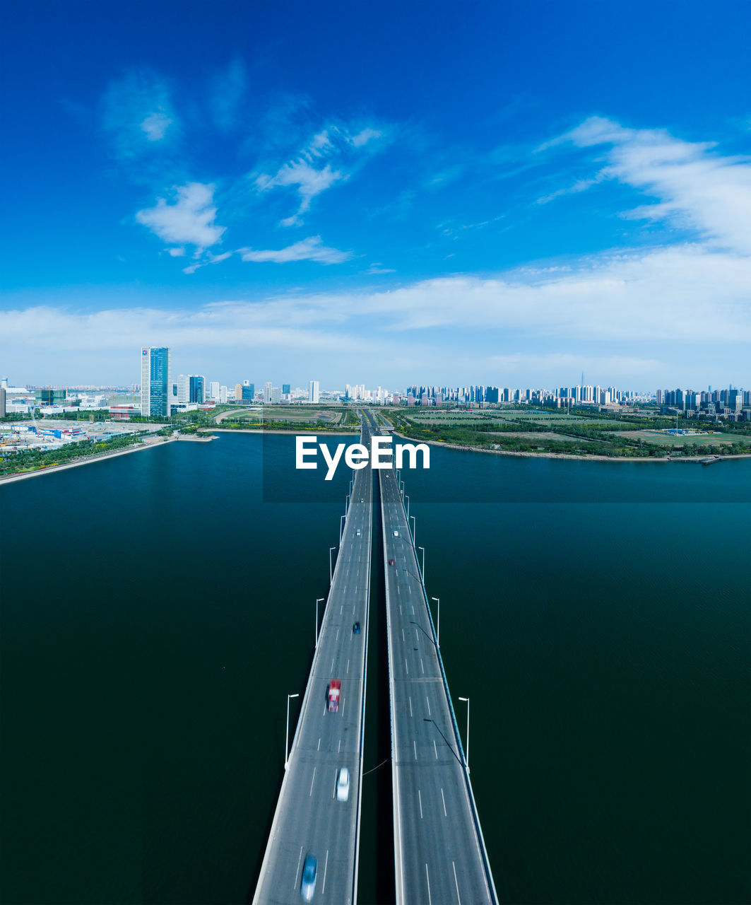 Panoramic view of bridge over river against sky